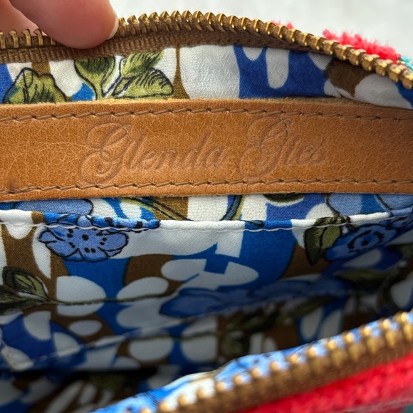 Glenda Gies Stylish Coral Velvet and Teal Clutch with Tassel - Picture 5 of 7